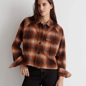 MADEWELL PLAID FLANNEL CROPPED SHIRT-JACKET - SIZE XS NEW!!